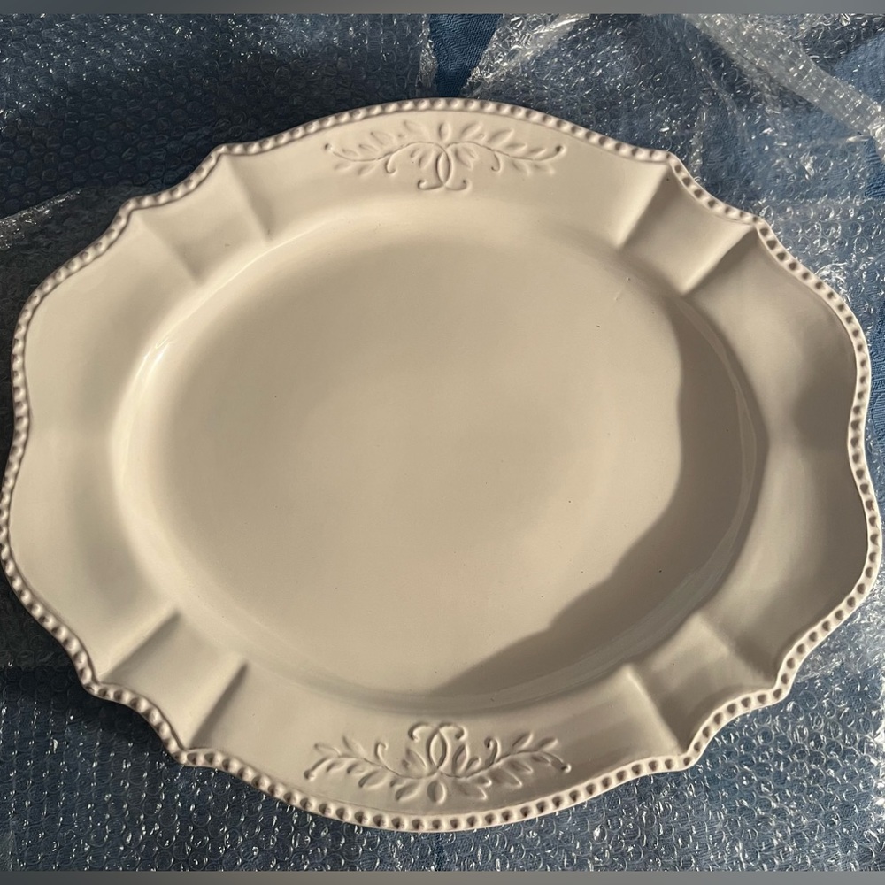COPY - Tabletops Gallery Le Provence Ceramic Serving Plate White 20”x16.5”
